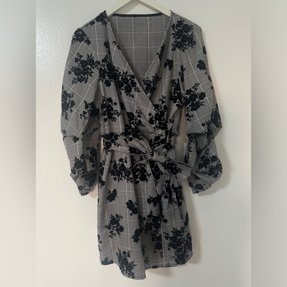 Velvet floral wrap dress